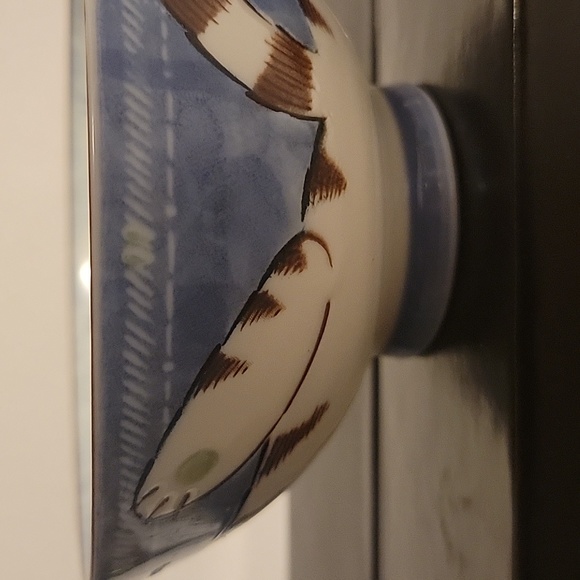 Happy Cat Fat Cat Kitten Rice or Noodle Bowl Japan Blue Brown - Picture 5 of 9